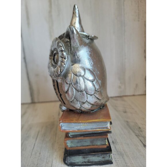 Rustic Halloween owl book stack Unique Home Decor silver - Picture 7 of 7